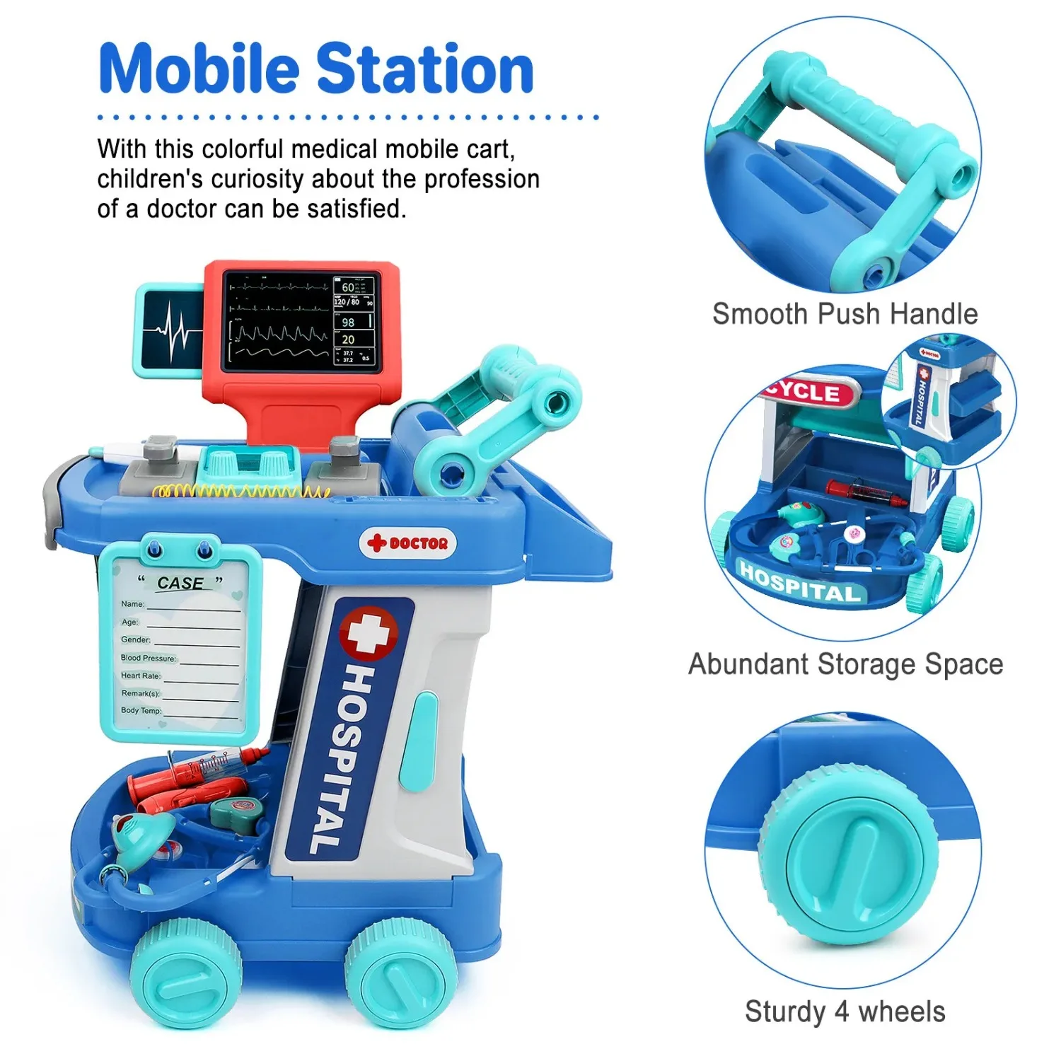 Kit de doctor para imitar con estación médica y carrito