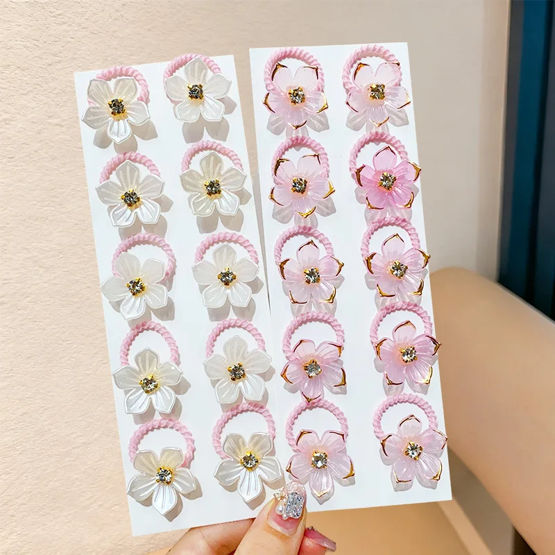 Ligas para el cabello niña elásticas duraderas con diamantes y flores - imagen 5