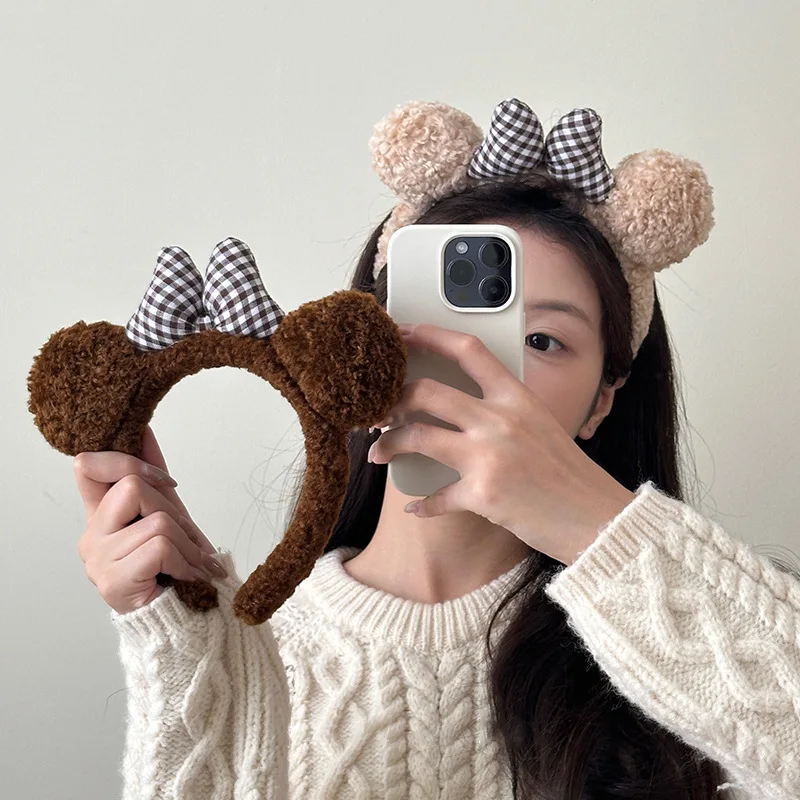Diadema felpa lazo para bebé – Cálida para otoño e invierno - imagen 4