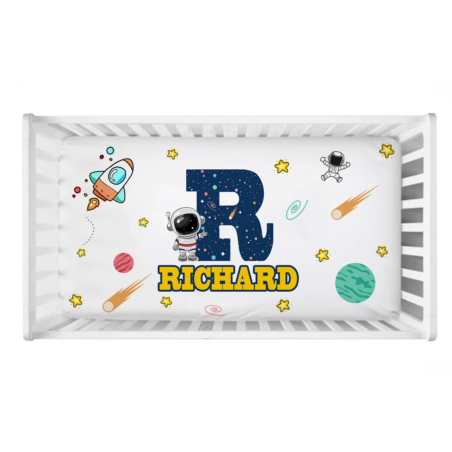 LVYZIHO Juego de cama personalizado para cuna con diseño espacial - imagen 4
