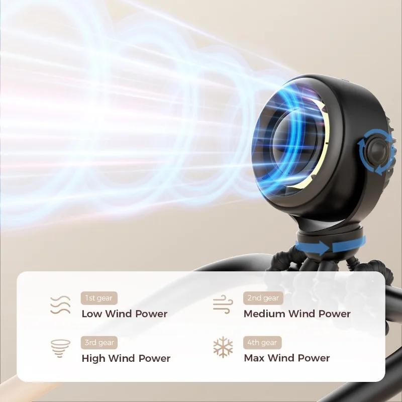 Ventilador portátil para cochecito y cuna con clip recargable - imagen 4
