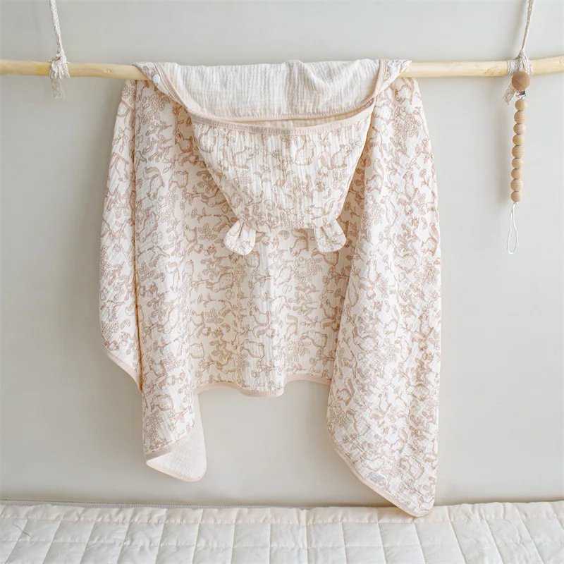Poncho de baño con capucha de gasa para bebé, algodón suave - imagen 2