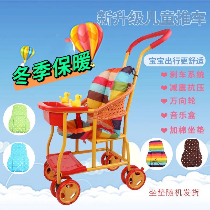 Carrito bebé de mano mimbre imitación – estilo veraniego
