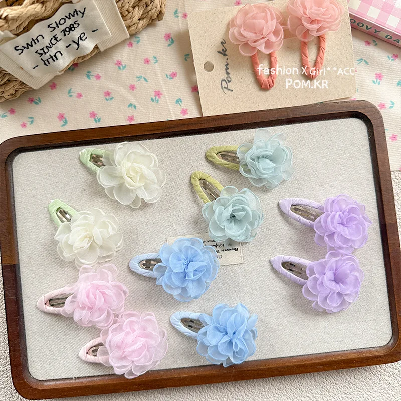 Pinzas para el pelo infantiles con flor estilo princesa - imagen 3