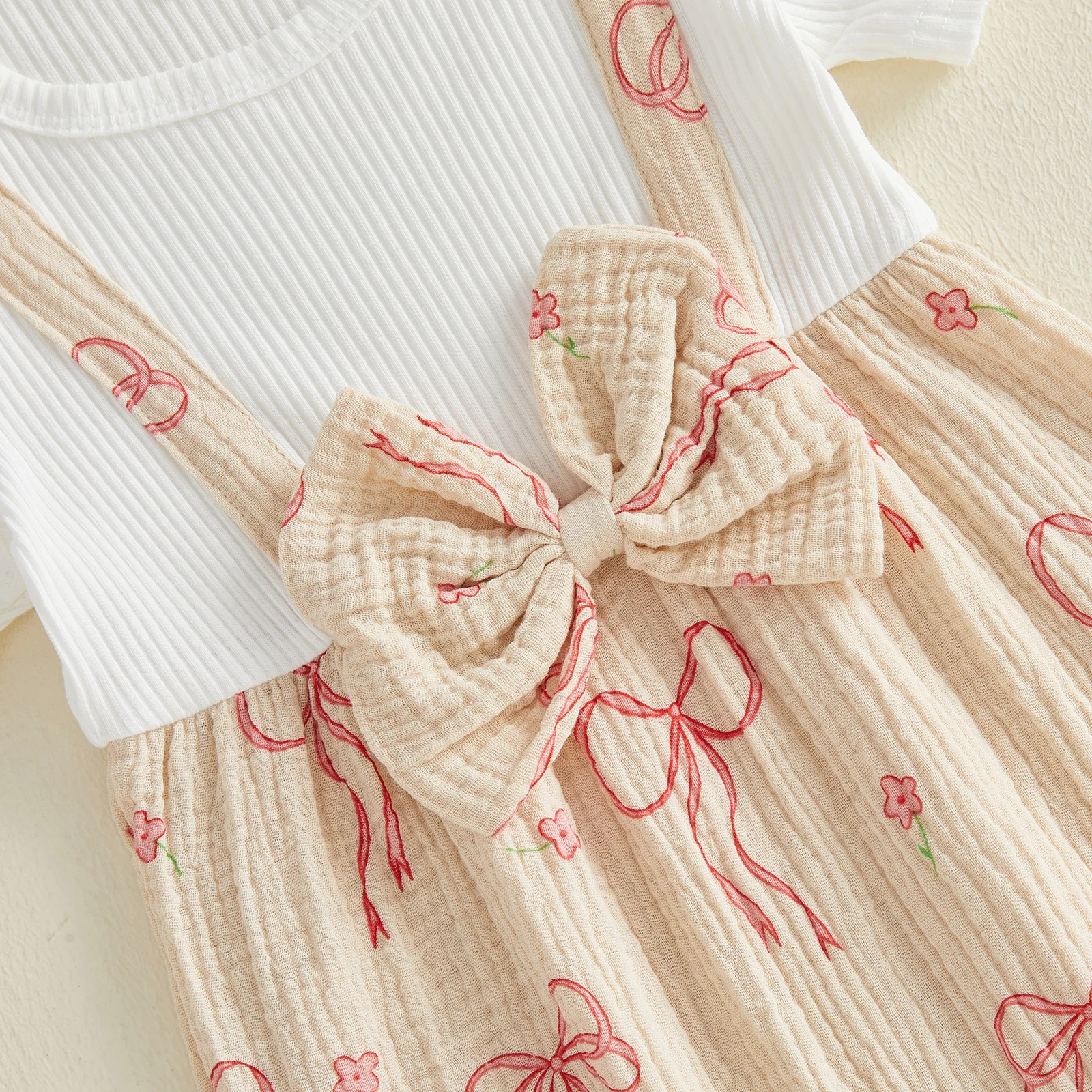 Conjunto de verano bebé niña: mono manga corta con volantes y diadema - imagen 3