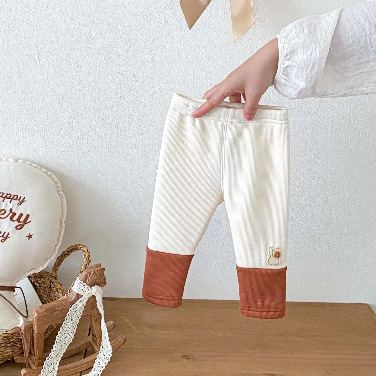 Mallas de lana de invierno para bebé, pantalón térmico niña