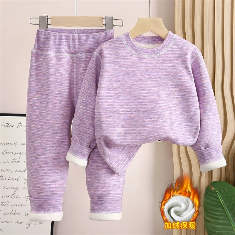Pijama infantil de lana gruesa de invierno para niños y niñas