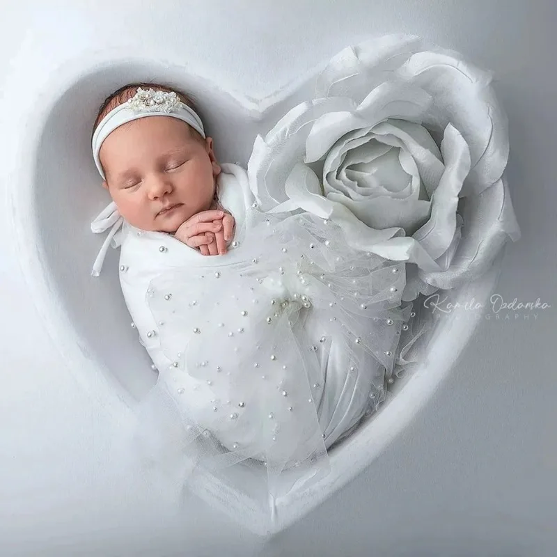 Accesorios de fotografía para recién nacido niña – manta y lazos - imagen 4