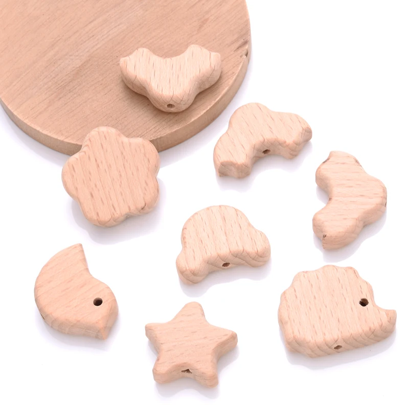Cuentas de madera para chupete de bebé – Cadena colgante de haya - imagen 5