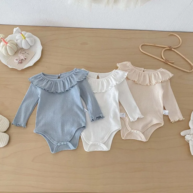 Mono recién nacido de algodón suave para niña con cuello pequeño - imagen 2