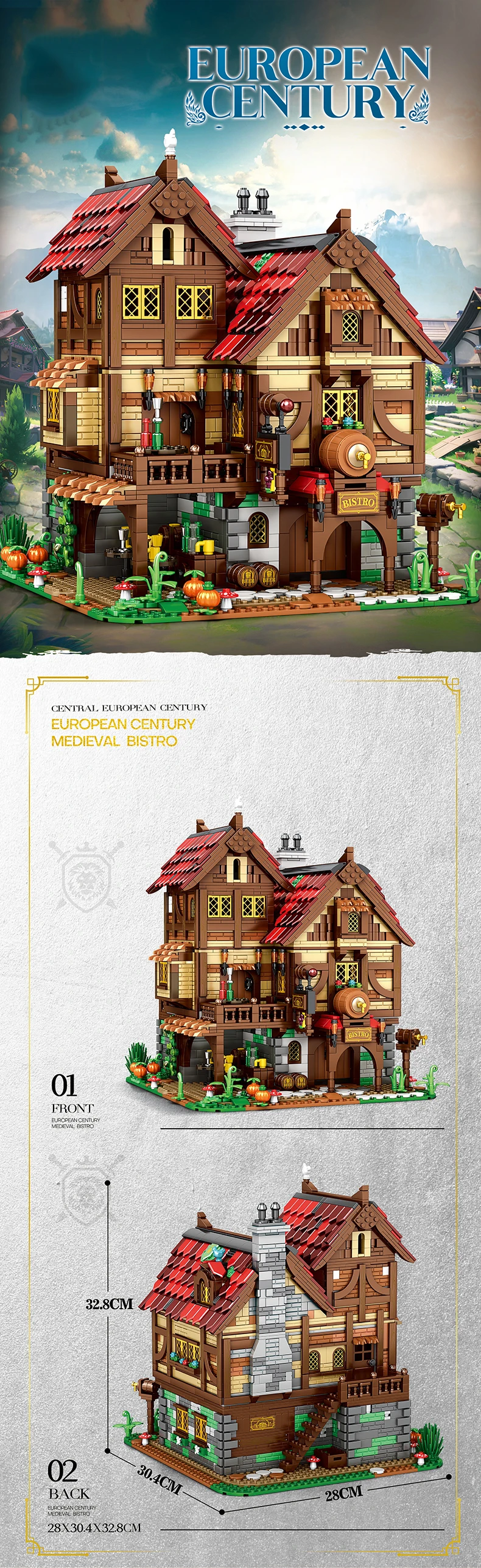 Taberna medieval construida con bloques