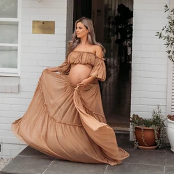 Vestido de maternidad bohemio con encaje y manga larga