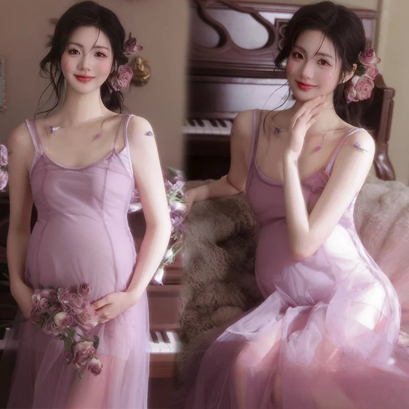 Vestido de maternidad rosa vintage