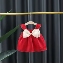Vestido de princesa con lazo rojo para niña recién nacida