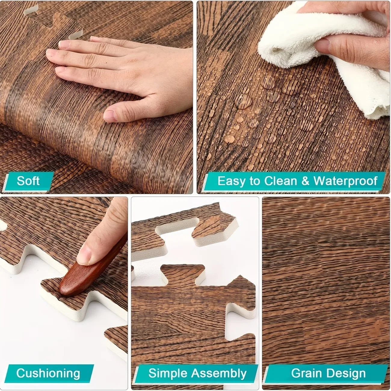 Tapetes de gimnasio con diseño tipo madera y losetas encajables