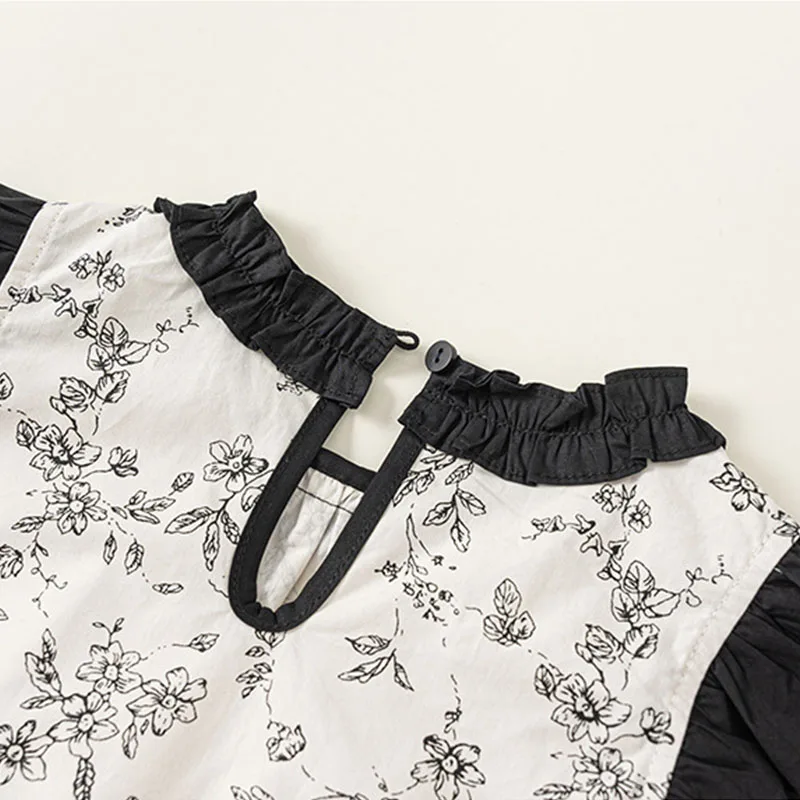 Conjunto verano niña: top sin mangas floral y pantalón corto negro - imagen 5