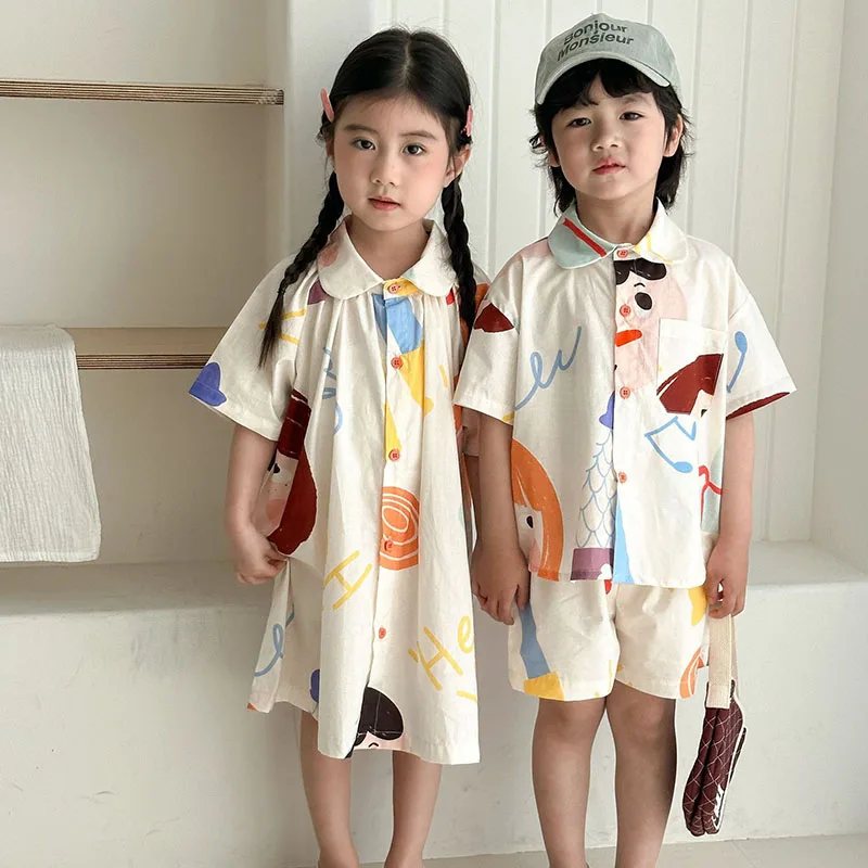 Conjunto verano hermanos: vestido grafiti y camisa manga corta - imagen 4