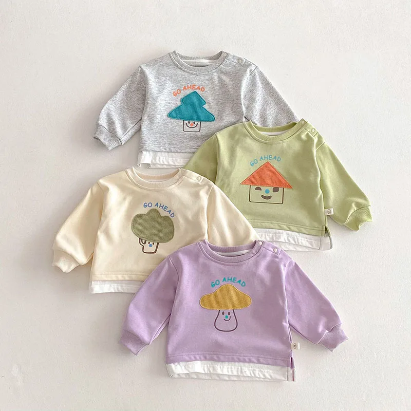 MILANCEL Sudadera con capucha para niños 0-5T con parches de dibujos