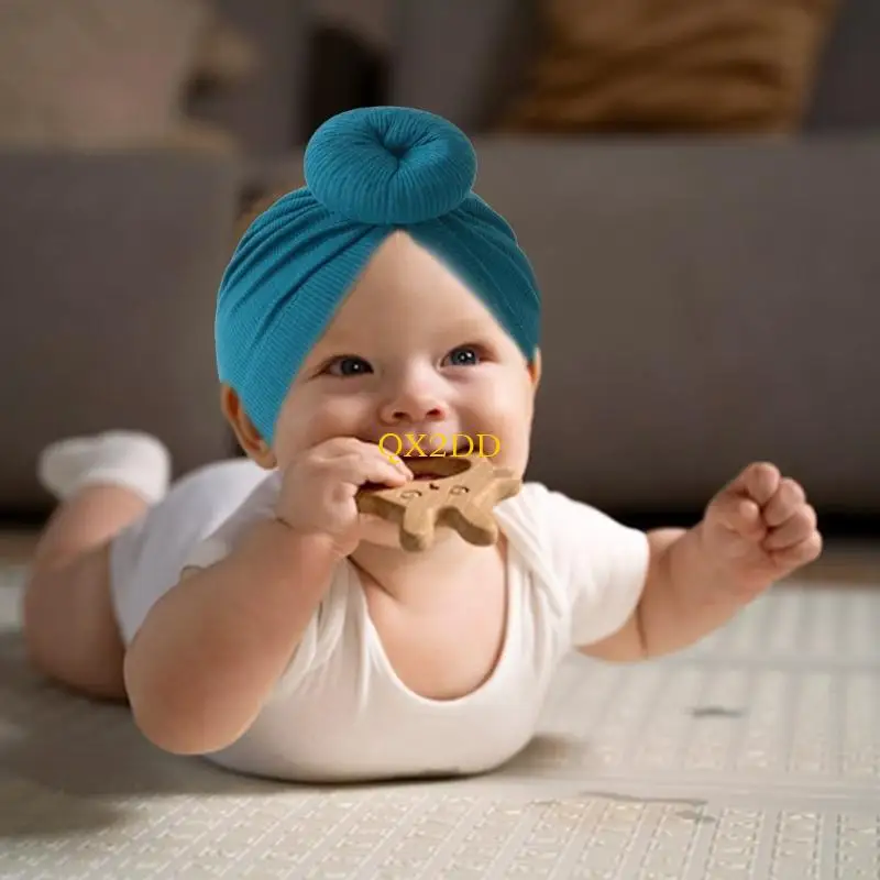 QX2D Gorro turbante para bebé con moño elástico anudado - imagen 4