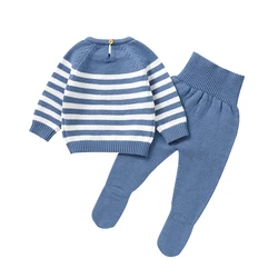 Conjunto de punto suave jersey y pantsalón para bebé recién nacido