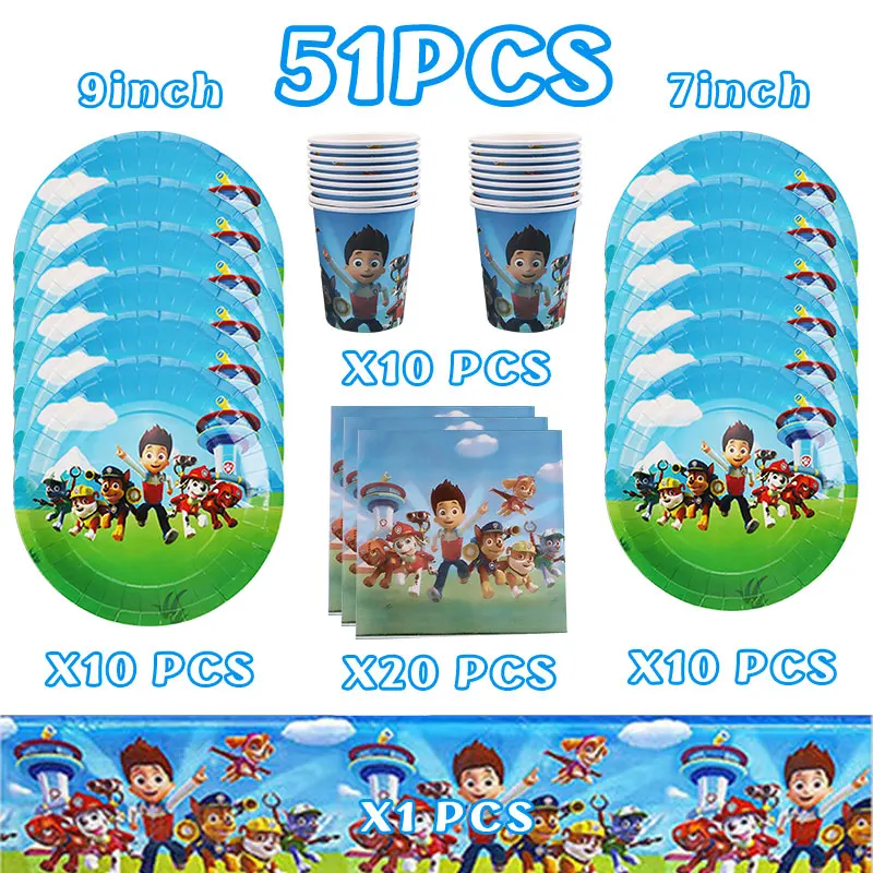 Ambiente de fiesta con colores Paw Patrol