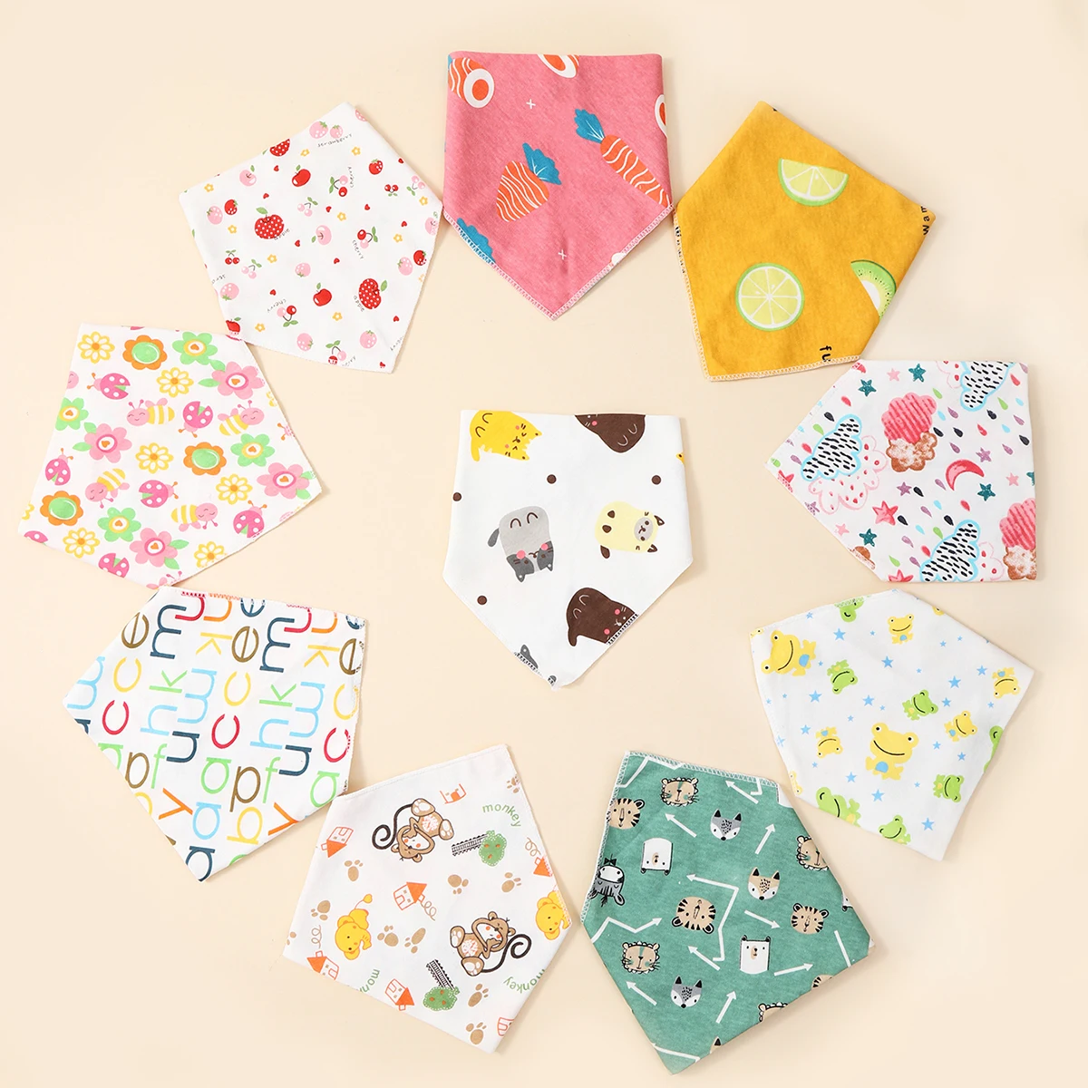 Baberos de bebé de algodón doble capa con bandana triangular - imagen 4