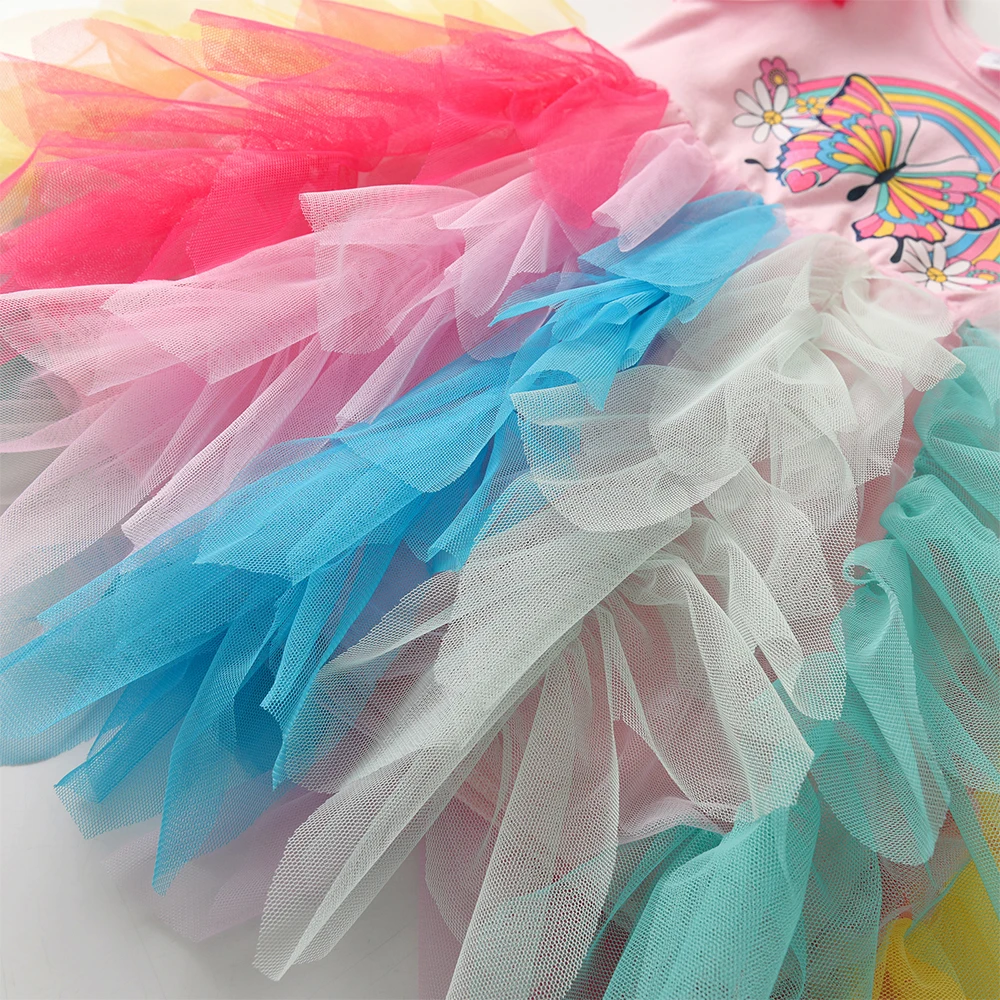 DXTON vestido princesa verano niña volantes sin mangas lujo fiesta - imagen 5