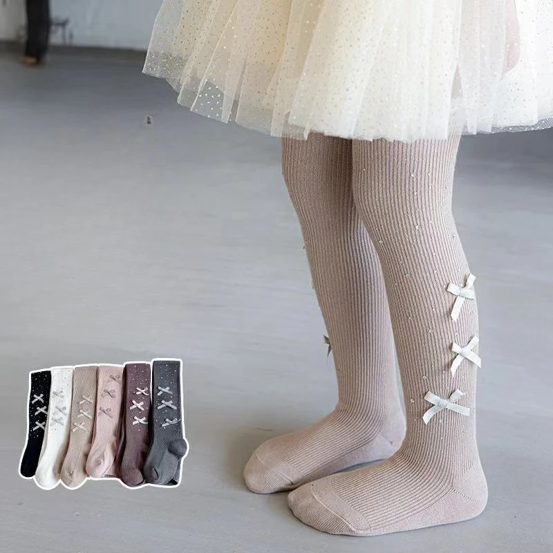 Pantimedias para niñas de diamantes con leggings finos blancos - imagen 4