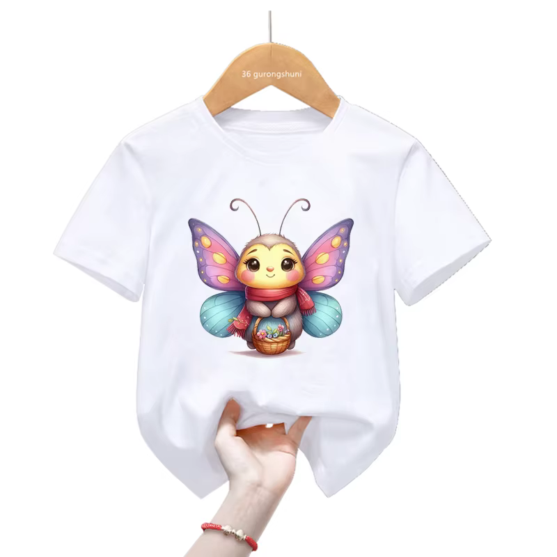 Camiseta verano niños manga corta - Estampado abeja y mariposa - imagen 3