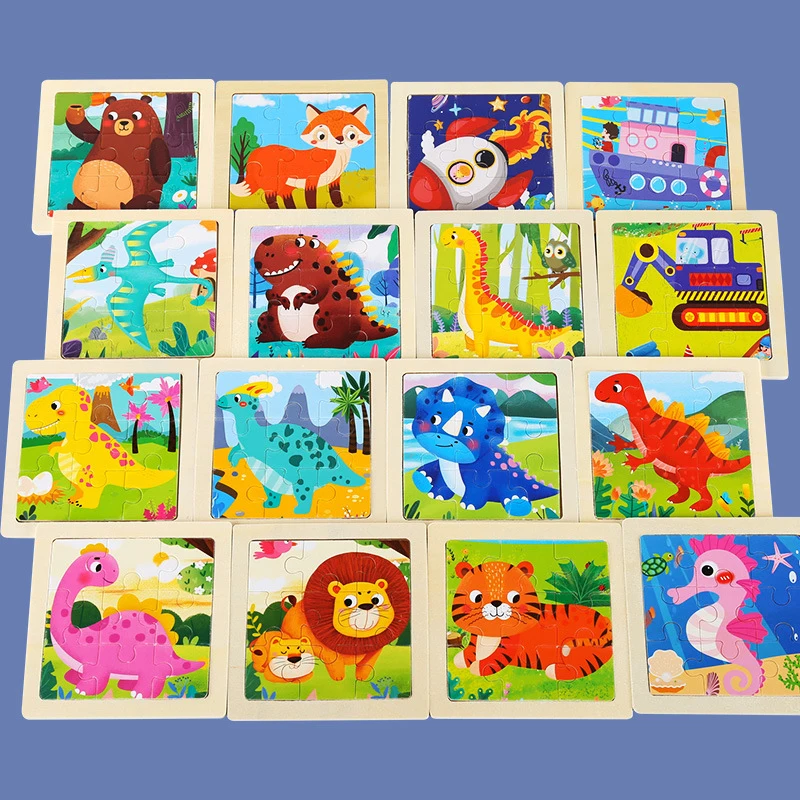 Montessori Rompecabezas de madera – Dinosaurios en 3D para niños