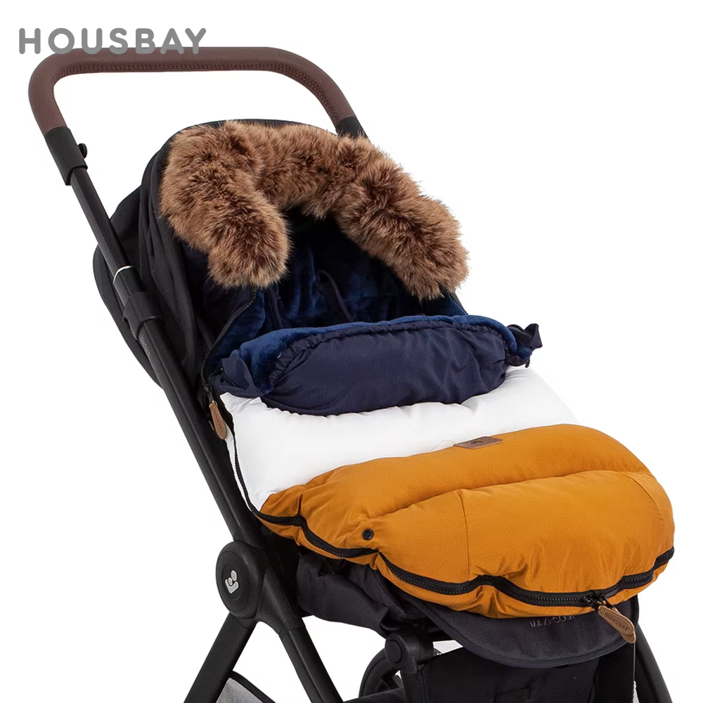 Funda de invierno para cochecito con piel extraíble, a prueba viento