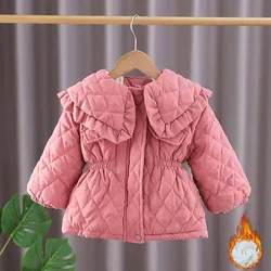 Abrigo parka acolchado de terciopelo para niñas con cremallera