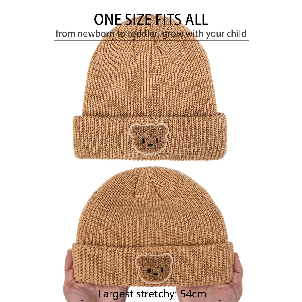 Gorro de punto cálido para bebé con oso y orejeras otoño e invierno - imagen 2