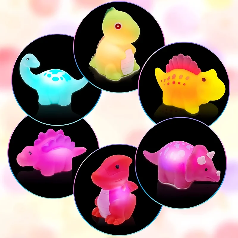 Juguete de baño dinosaurio flotante con luz LED para bebé unisex - imagen 4
