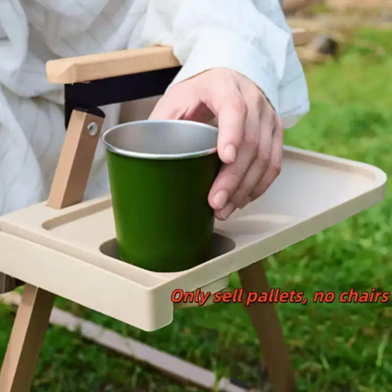 Bandeja lateral plegable con portavasos para silla de camping