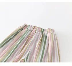Pantalones anchos de niña veraniegos con rayas coloridas finas