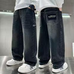 Pantalones vaqueros holgados para niños rectos primavera-otoño