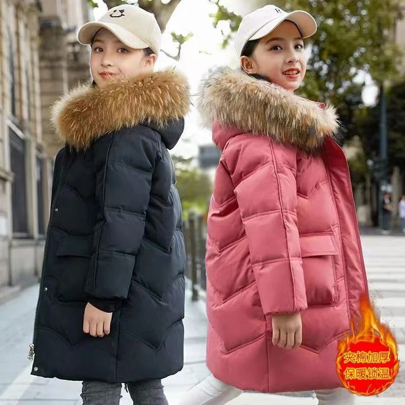 Chaqueta acolchada de invierno para niña con capucha de felpa - imagen 2