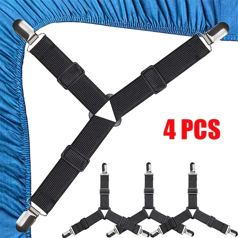 Correas para sábanas ajustables con clips de sujeción negras - imagen 2