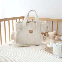 Bolsa de pañales de lona grande con organizador para mamá