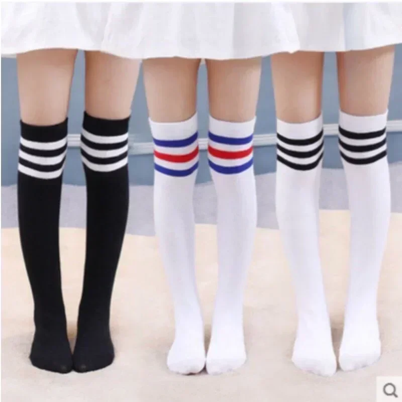 Calcetines deportivos de algodón hasta la rodilla para niños niñas