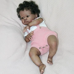Muñeca Reborn Lanny pintada a mano de piel marrón oscuro