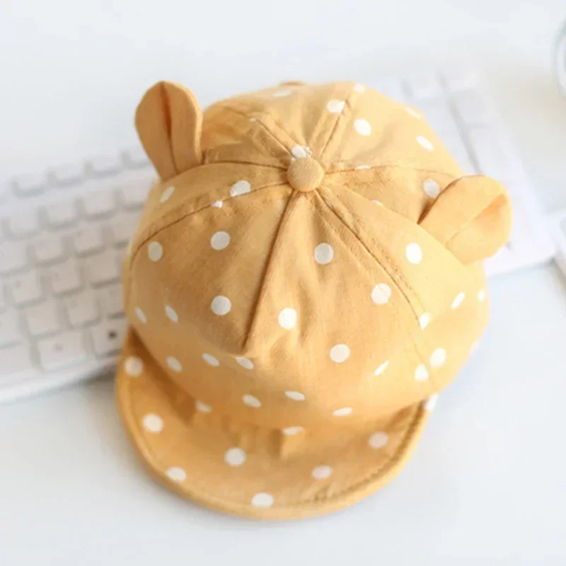 Gorro bebé algodón con orejas de oso, puntos y estilo verano - imagen 4