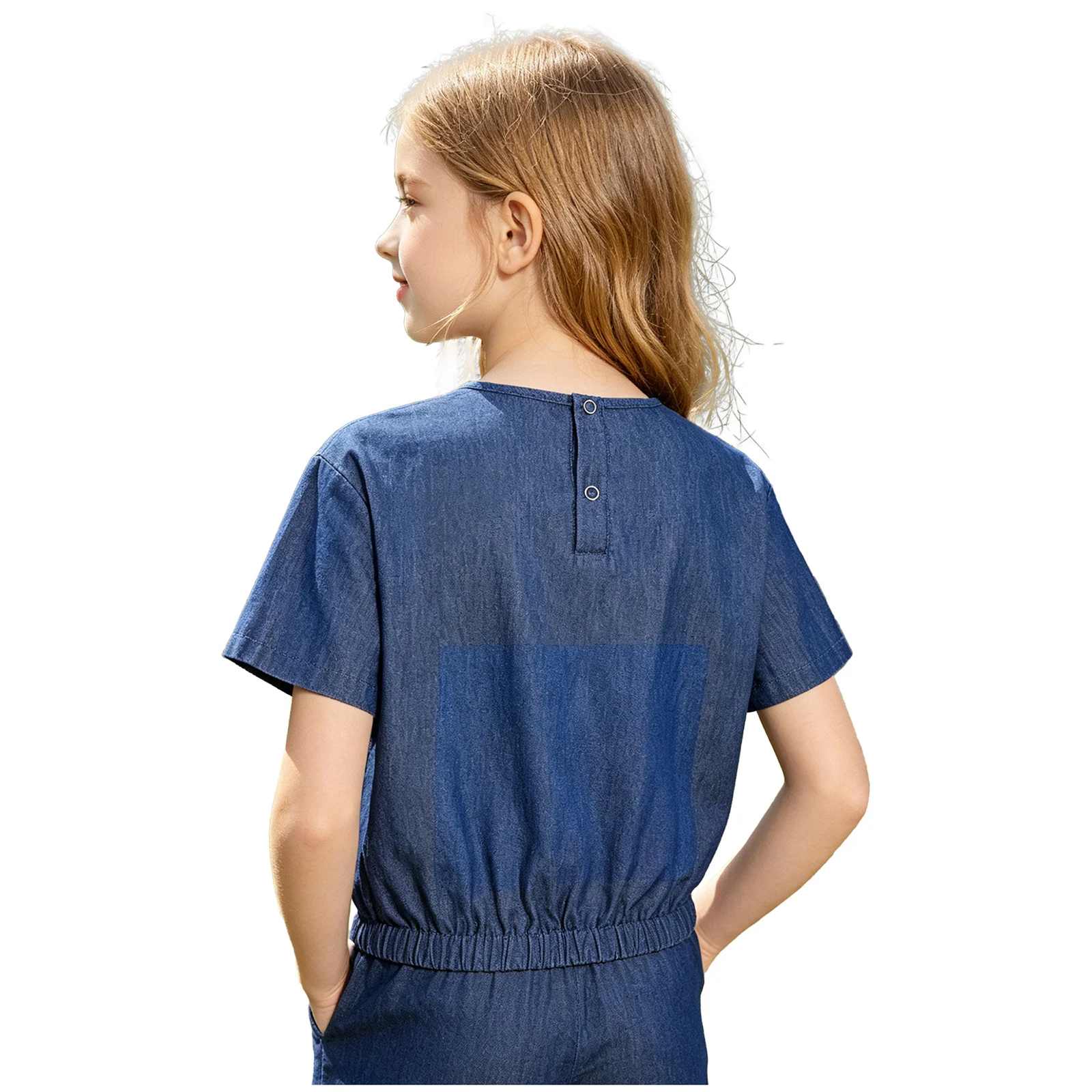 Camiseta vaquera de manga corta con bolsillos para la escuela - imagen 2