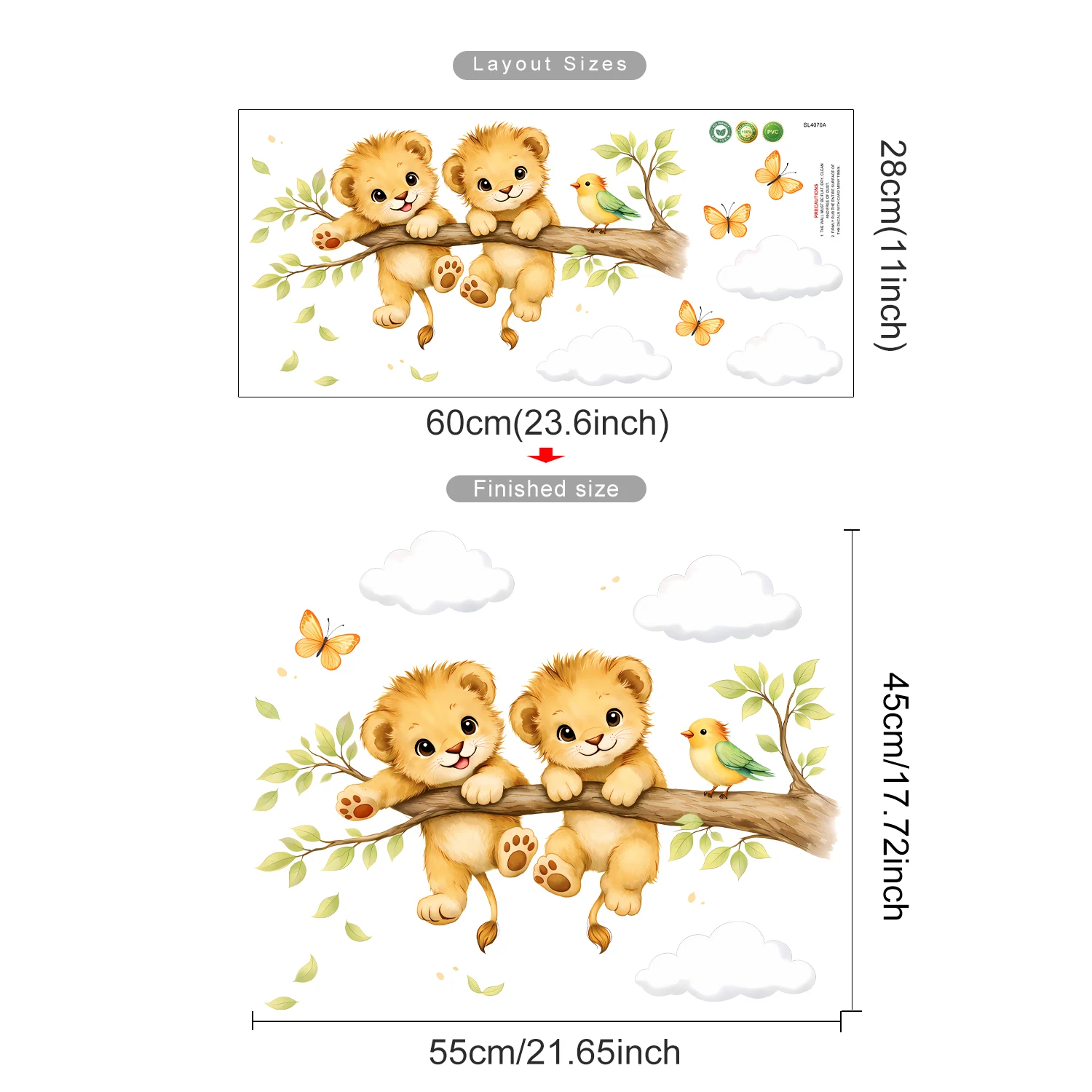 Vinilos de pared león bebé removibles para habitación infantil - imagen 2