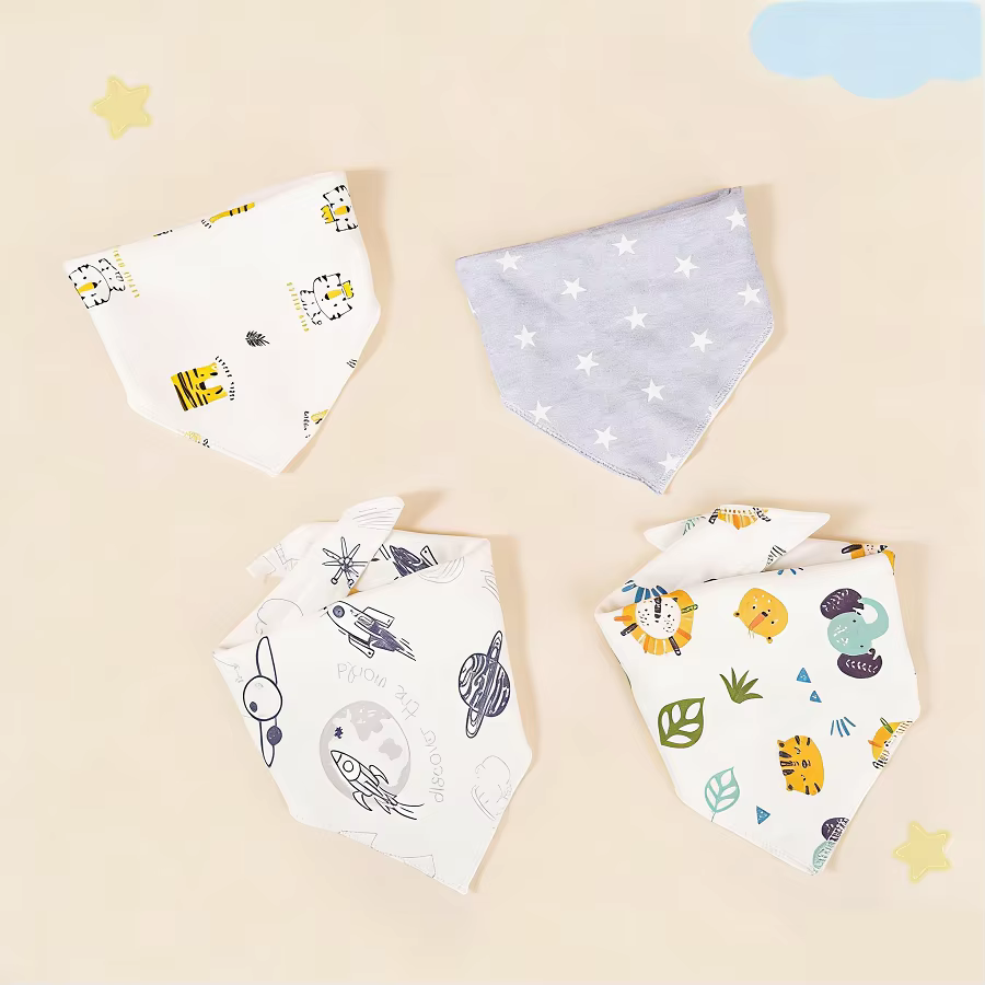 Babero bandana de algodón con dibujos animados para bebé