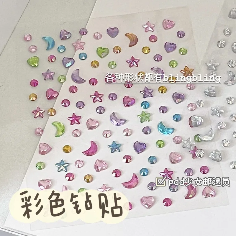 Pegatinas con relieve de estrellas, lunas y corazones con pedrería - imagen 4