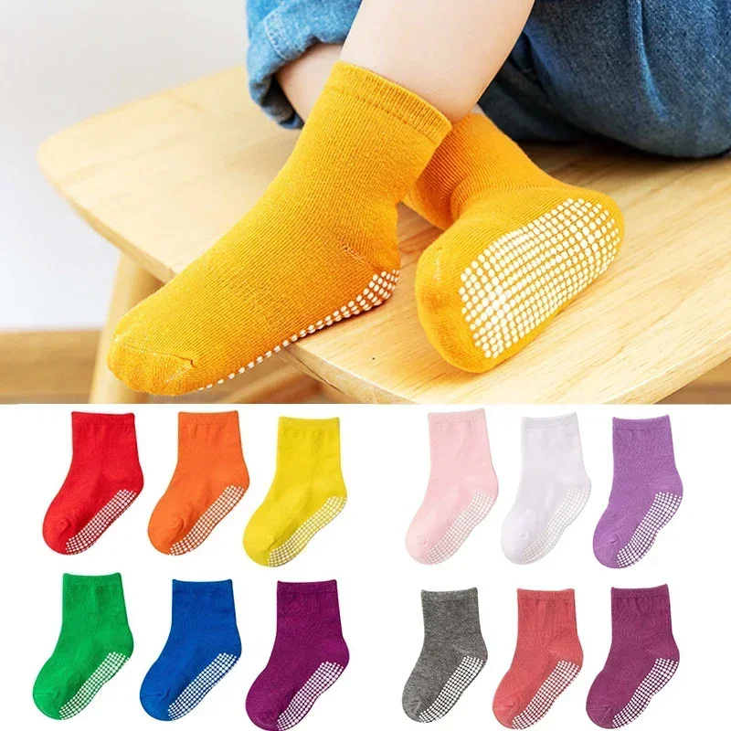 Calcetines antideslizantes de algodón para bebés y niños de barco