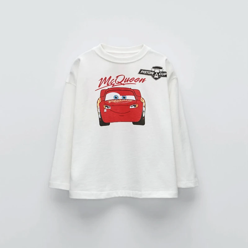 Camiseta niño manga larga holgada estampado monstruo cuello redondo