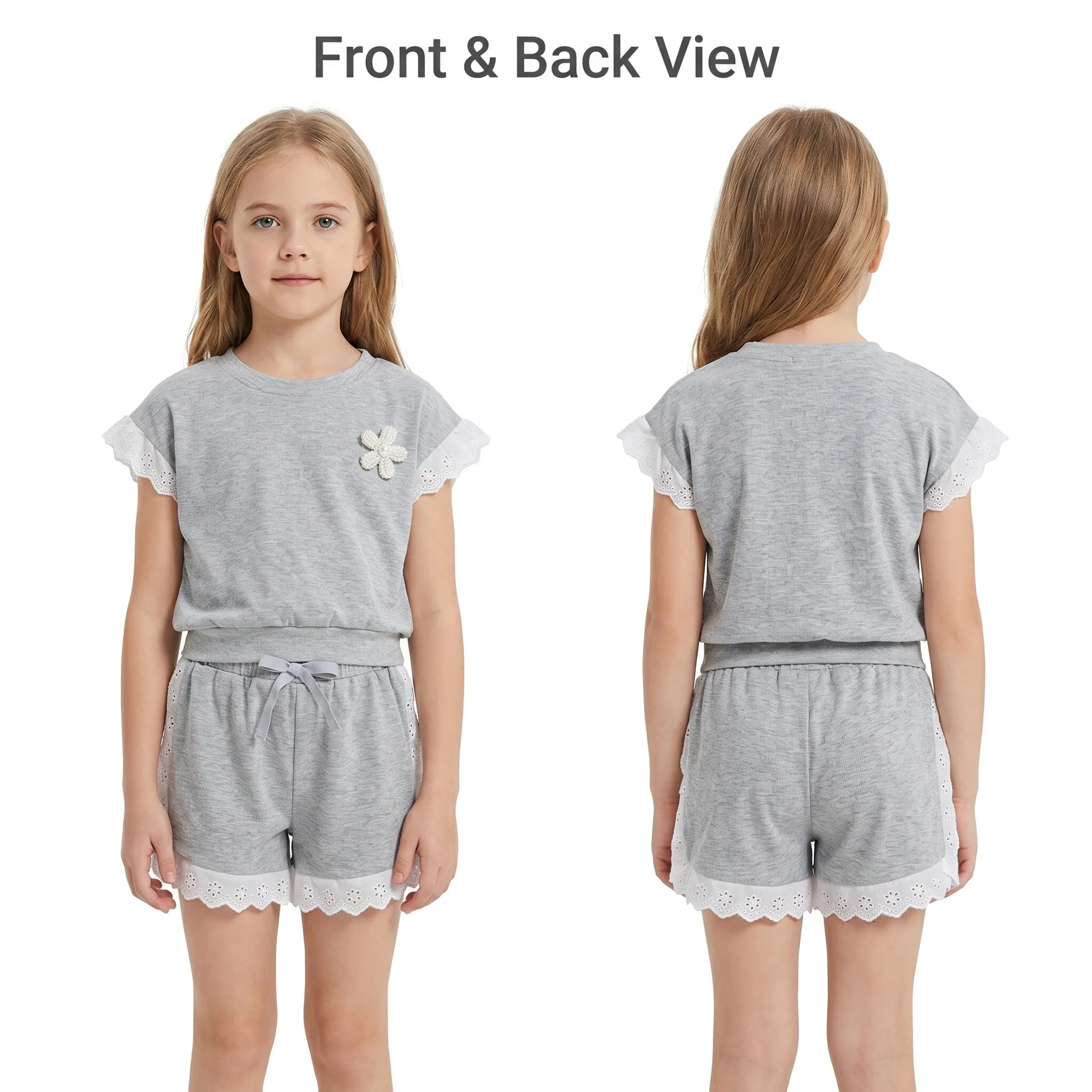 Conjunto de verano infantil con pantalón corto y carita sonriente